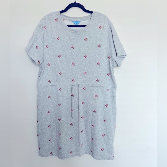 Draper James Gretchen Sweatshirt Dress in Embroidered Viola Cotton Size 1X - Picture 5 of 11